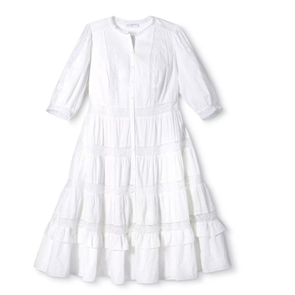 NWT LoveShackFancy x Target Phoebe in White Lace Trim Tiered Midi Dress 22W